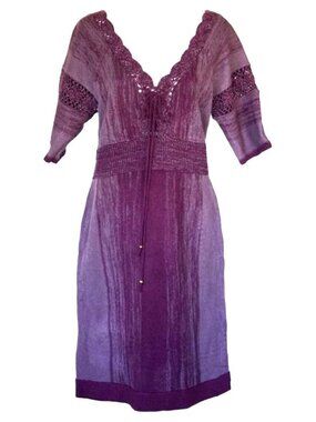 Y2K Boho Sweater Dress Size XL Derek Heart Vintage Heathered Purple Crochet NWT